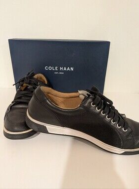 Cole Haan Vartan Sport Men’s Black Leather & Canvas Low-Top Sneakers (size 9)